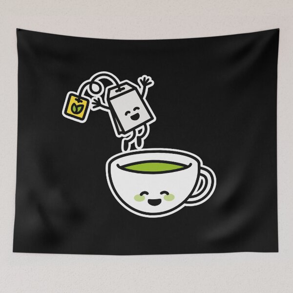 Item preview, Funny Green tea Matcha tea bag jumping in teacup designed and sold by LaundryFactory.