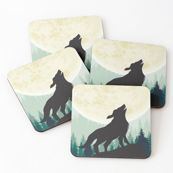 Item preview, wolf full moon moon forest mountains designed and sold by Brinax.