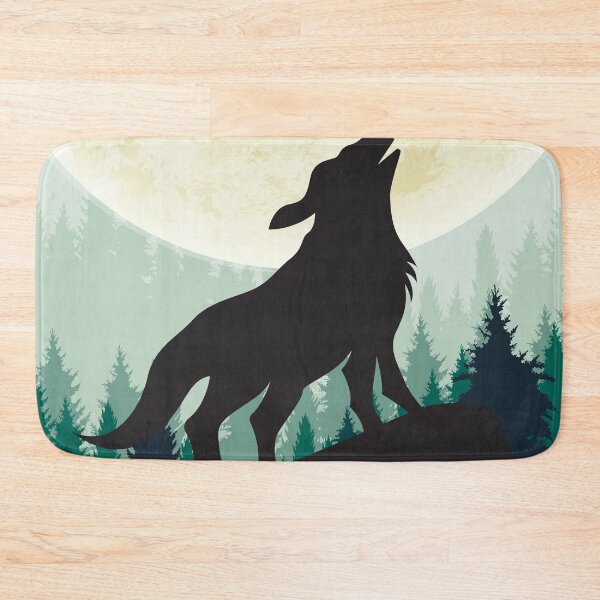 Item preview, wolf full moon moon forest mountains designed and sold by Brinax.