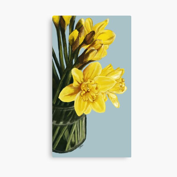 Art Nouveau Daffodils Canvas Wall Art Print Poster Magnetic Hanger 24x12 Inch