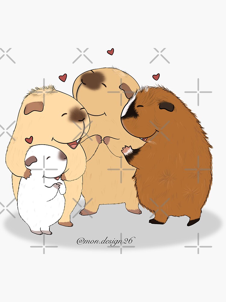 "Guinea pig family hug (orange)" Sticker for Sale by mondesign26