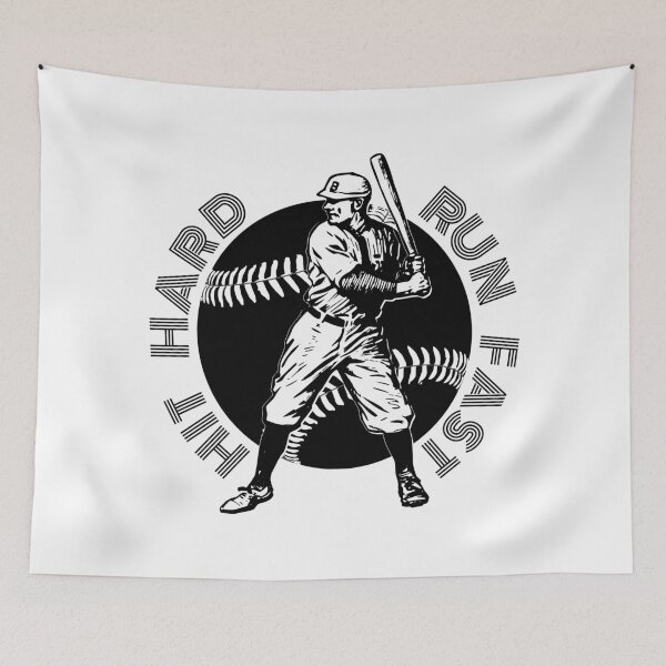 Item preview, Hit Hard Run Fast Turn Left - Funny Baseball designed and sold by kickwear-com.