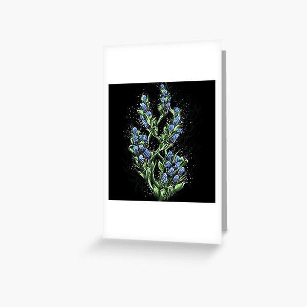 Bloom floral bleuté printanier unique noir Carte de vœux