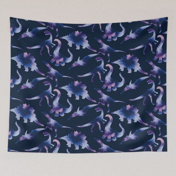 Item preview, Dinosaurs #1 - Blue and Purple Tie Dye Dinosaur Silhouette Pattern designed and sold by TheRainbowRoom.