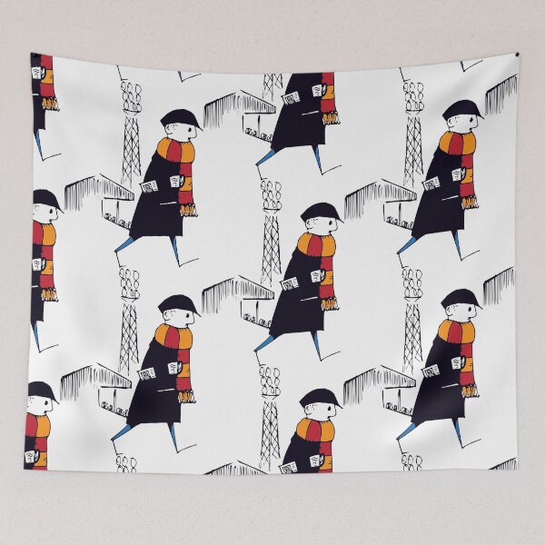 Item preview, Flat cap Fan, Orange and Red Scarf, Football Supporter, Illustrated Tribute designed and sold by FoleyPottery.