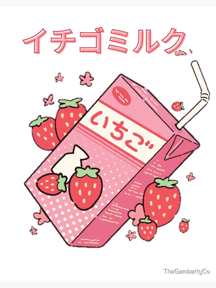 Kawaii Japanese Yakult Strawberry Milk Milkshake Aesthetic Wallpaper Art  Ichigo Sticker for Sale by vhsfinevibes  Redbubble