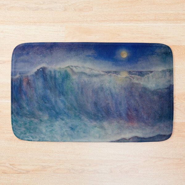 Item preview, Breaking Ocean Wave under Orange Mystical Full Moon. Original watercolour painting by Einar Aasen. designed and sold by Einar Aasen.