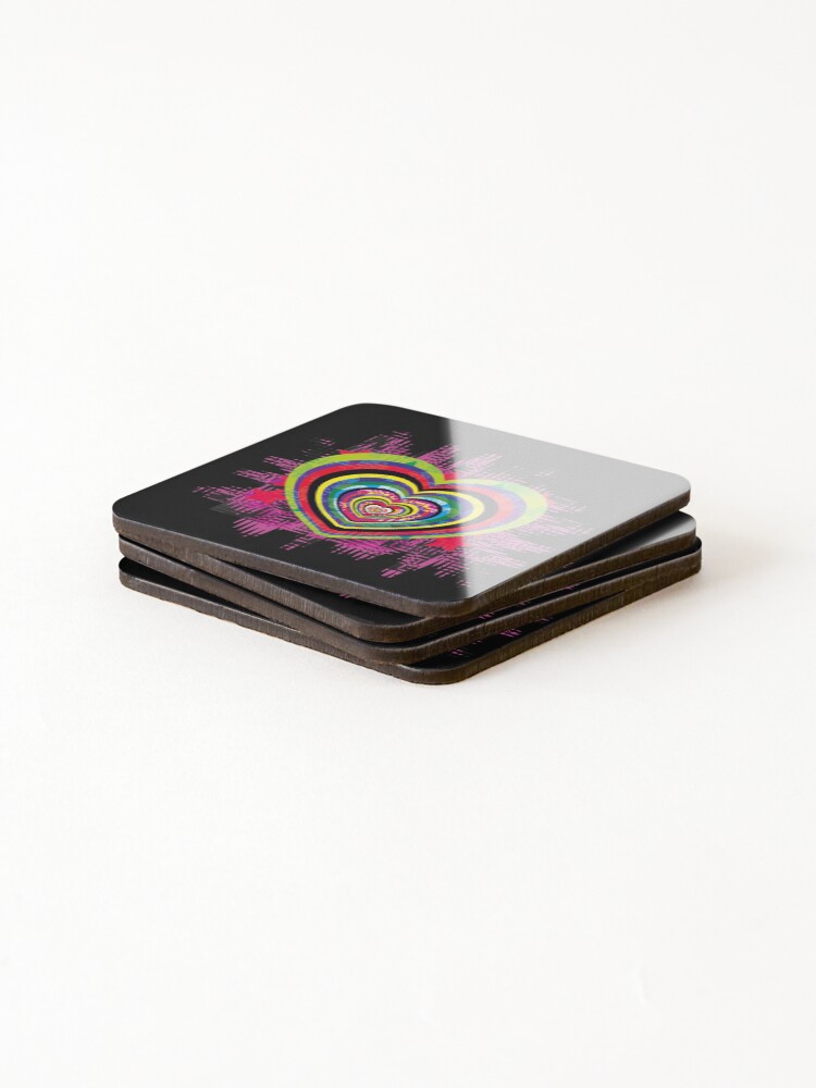 Thumbnail 4 of 5, Coasters (Set of 4), exploding heart designed and sold by BrazenSwagger.