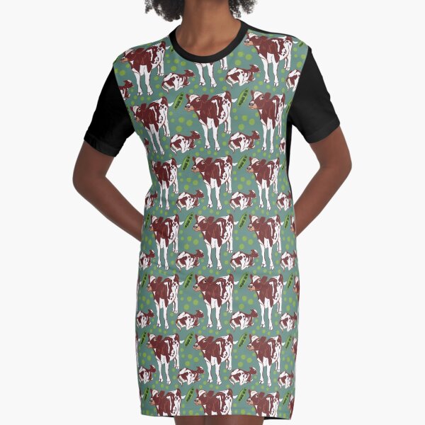 Baby calf in teal Graphic T-Shirt Dress