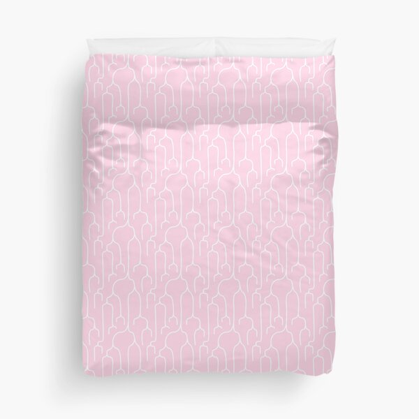 Abstract Phylogenetic Tree White on Pink Duvet Cover
