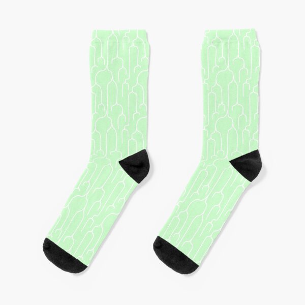 Abstract Phylogenetic Tree White on Green Socks