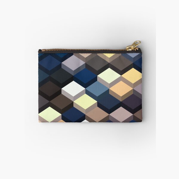 Item preview, geometric square cube pattern abstract background in dark blue and brown designed and sold by Mrvell.