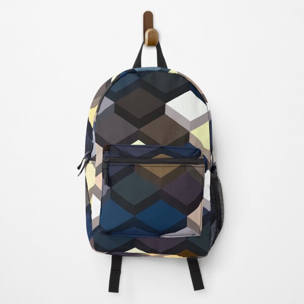 Item preview, geometric square cube pattern abstract background in dark blue and brown designed and sold by Mrvell.