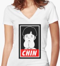 Chin Boy Women's Fitted V-Neck T-Shirt