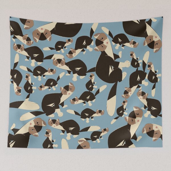 Item preview, Piebald russian sable marten in blue designed and sold by belettelepink.