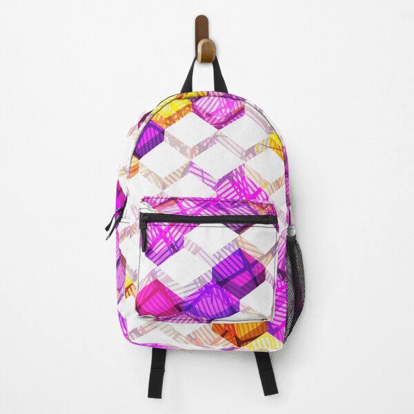 Item preview, geometric square cube pattern abstract background in purple yellow designed and sold by Mrvell.