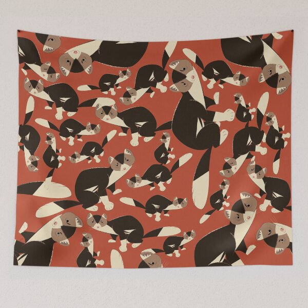 Item preview, Piebald russian sable marten in red designed and sold by belettelepink.