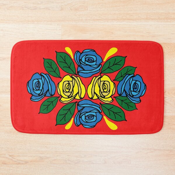 Item preview, Bouquet of Blue and Yellow Roses Canal Narrowboat Folk Art designed and sold by HotHibiscus.