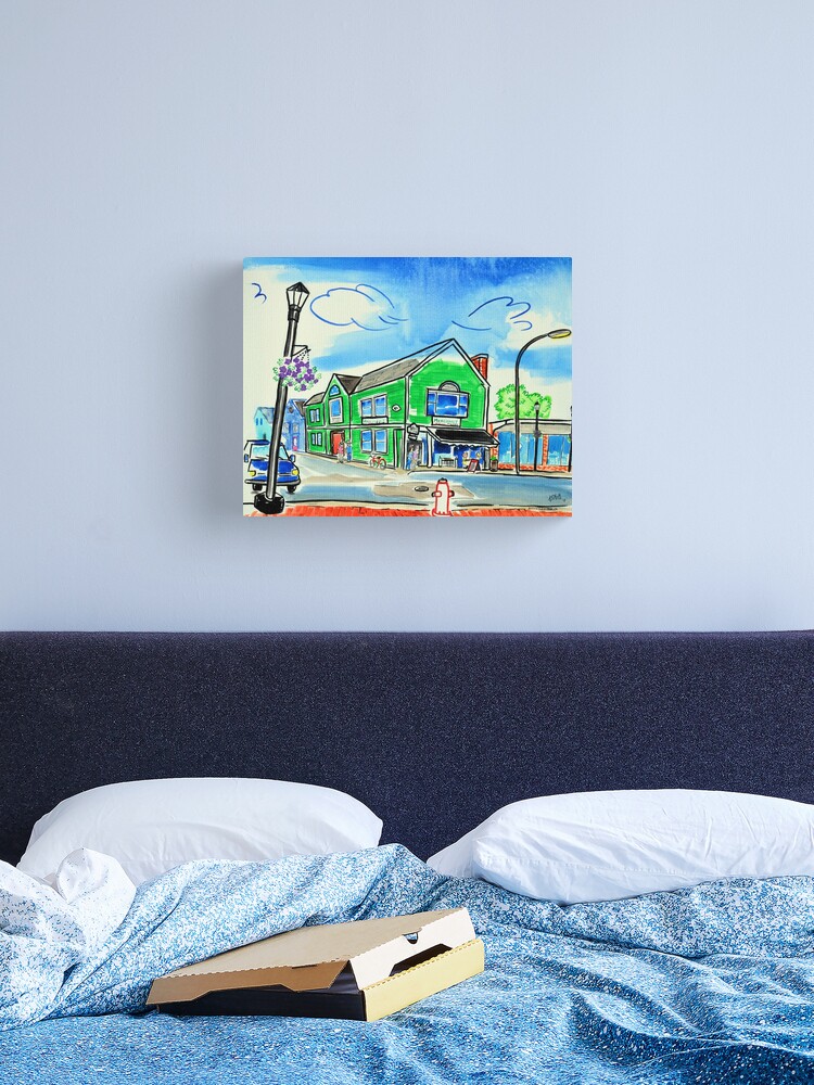 Thumbnail 1 of 3, Canvas Print, Coffee on the Corner - Coffee Merchant Wolfville Nova Scotia designed and sold by Kevin Cameron.