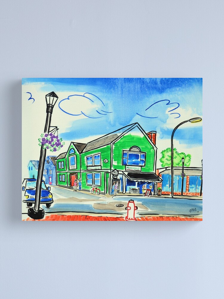 Thumbnail 2 of 3, Canvas Print, Coffee on the Corner - Coffee Merchant Wolfville Nova Scotia designed and sold by Kevin Cameron.