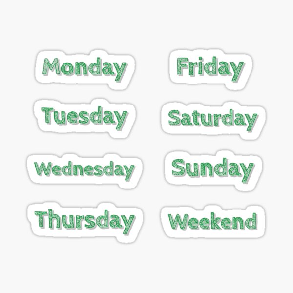 days of the week sticker pack Sticker for Sale by KofiCub
