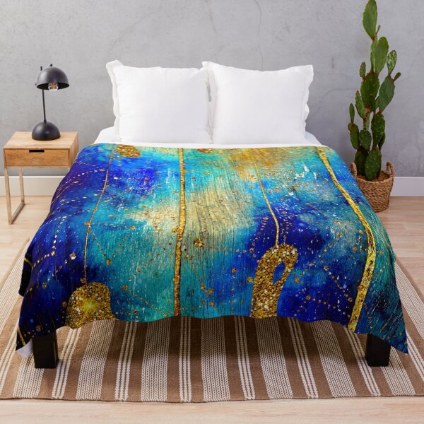 Item preview, Abstract Blue Wood Texture Dripping Gold designed and sold by WOW TeesAndThings.