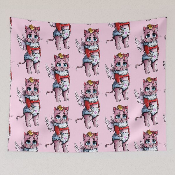 Item preview, Cartoon character, funny kitten Cupid with big eyes. designed and sold by LaraCoolart.