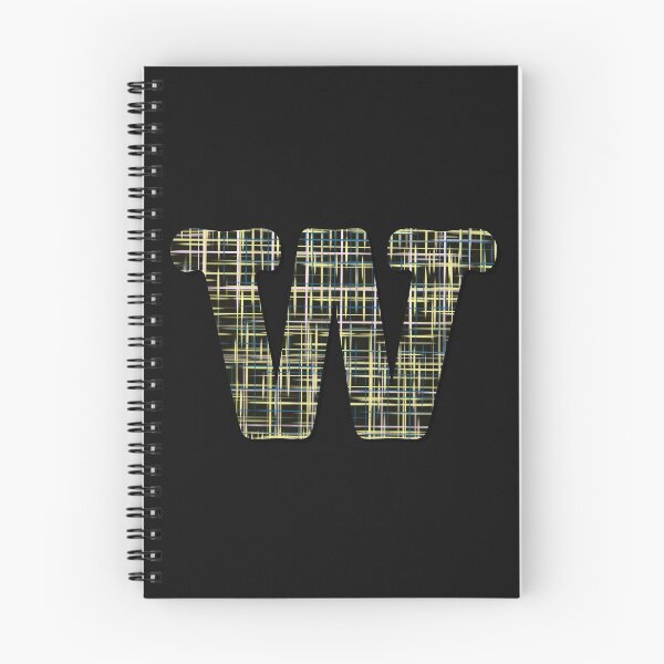 Item preview, W Alphabet Letter Yellow Lines Black Grid Monogram designed and sold by AMSonArt.