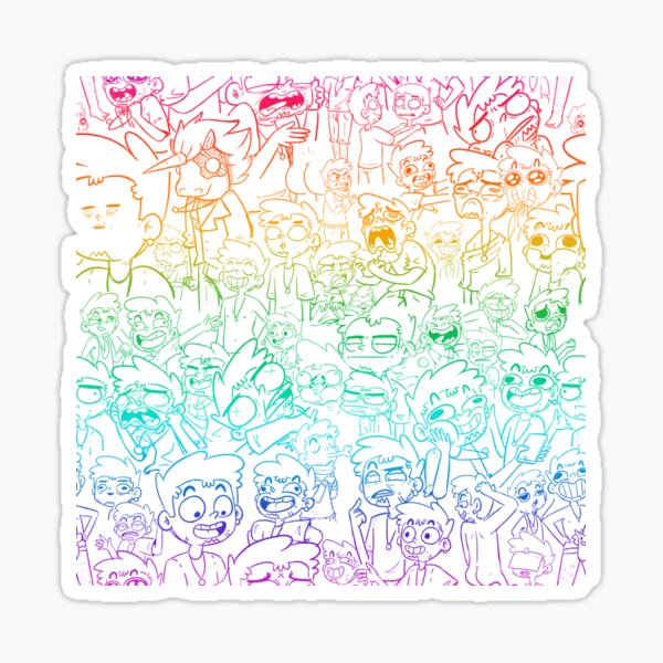 Rainbow comic character lineart pattern Sticker