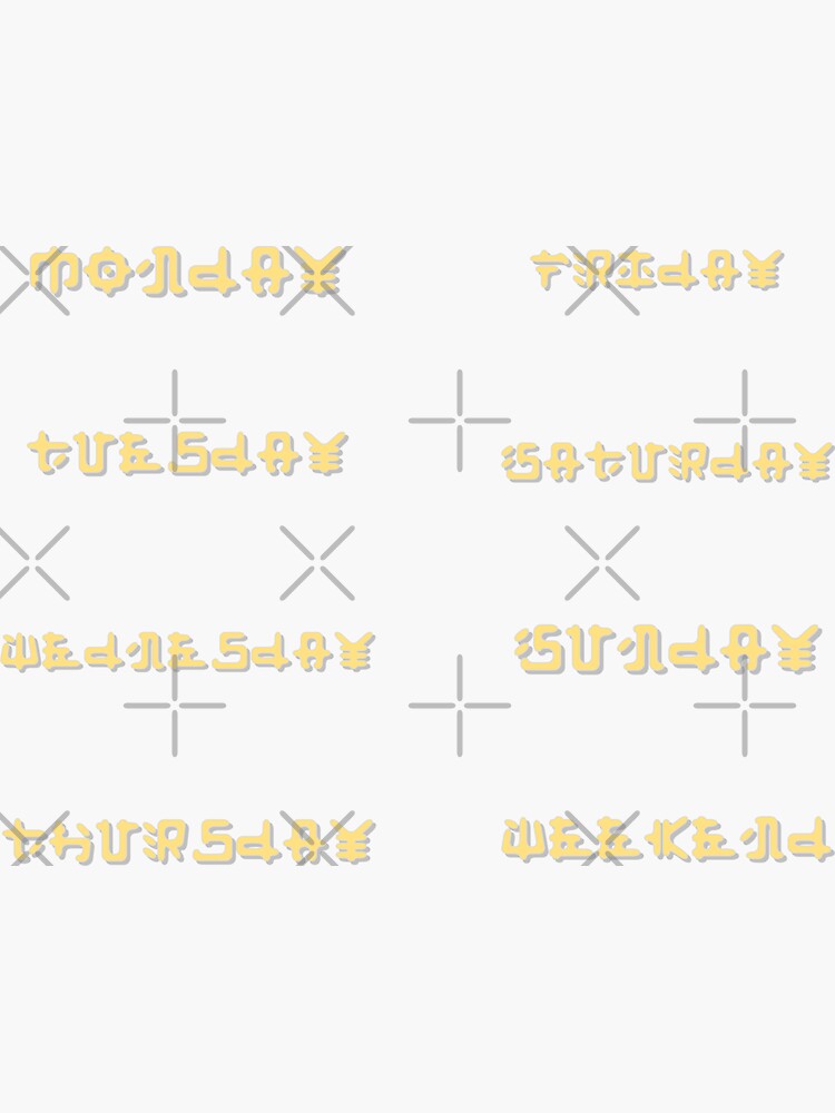 days-of-the-week-symbols-yellow-sticker-by-ylavine-rb-redbubble