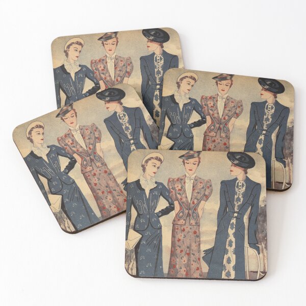 Artikelvorschau, Vintage Mode: Blaue Damen entworfen und verkauft von lindalooart.
