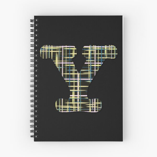 Item preview, Y Alphabet Letter Yellow Lines Black Grid Monogram designed and sold by AMSonArt.