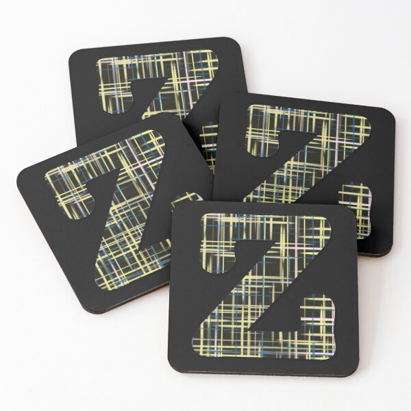 Item preview, Z Alphabet Letter Yellow Lines Black Grid Monogram designed and sold by AMSonArt.