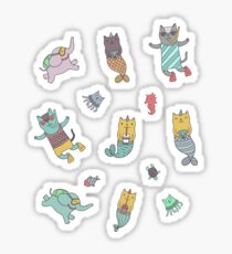 Cat - mermaids under the sea. Sticker