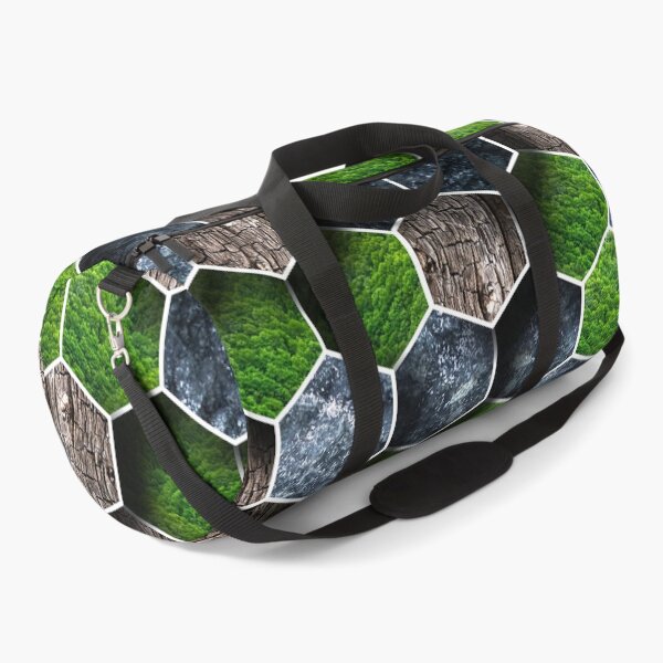 Item preview, 3D feel hexagon geometric shape pattern with black rock, wood and green nature texture tiles designed and sold by CiniArt.
