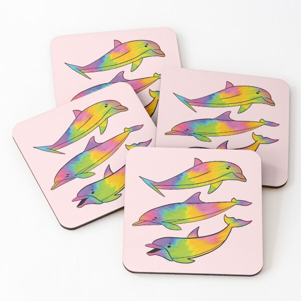 Item preview, Dolphins #3 - Cute Rainbow Tie Dye Cartoon Animal Pattern designed and sold by TheRainbowRoom.