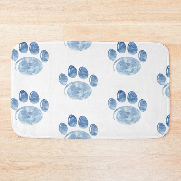 watercolor paw print Bath Mat