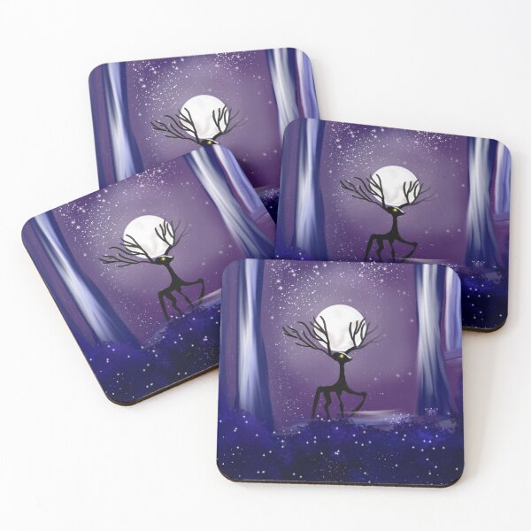 Item preview, Magical purple forest with moon and deer designed and sold by SusanneWinters.