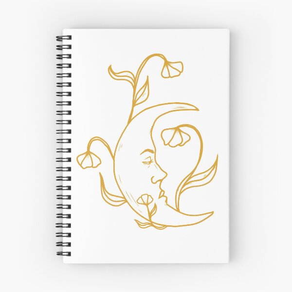 Item preview, Moon goddess | Golden moon design, lunar moon, crescent moon face, botanical illustration, feminine divine art designed and sold by DrawnbyHan.