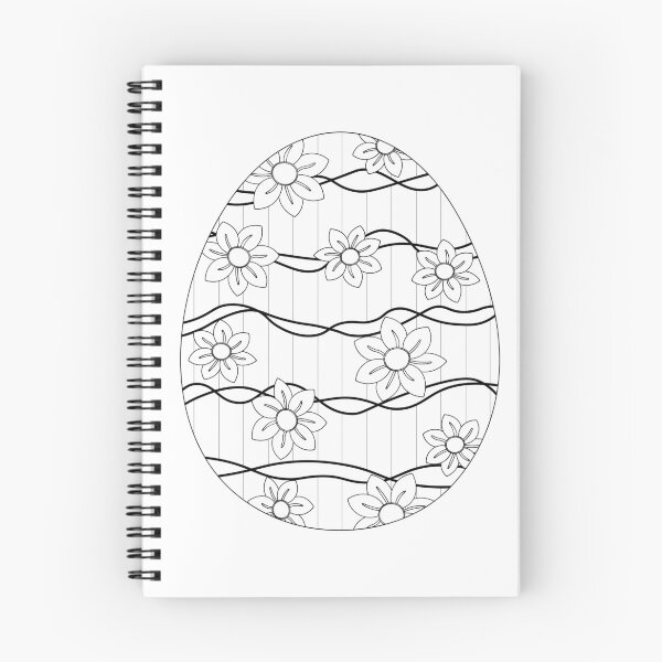 Item preview, Happy Easter Egg, colouring page style black on white, colour your own Easter card, sticker, t-shirt, bag, art print, notebook cover! Great gift for kids! designed and sold by Susan Marie Williams.