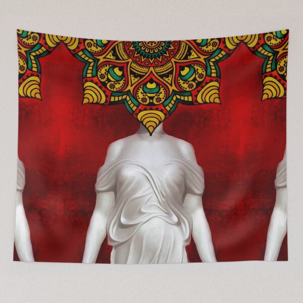 Item preview, Mandala Head Statue Red Background designed and sold by Lunhai.