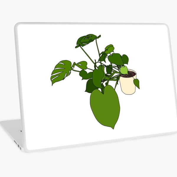 Sprawling monstera in a pot with black outline Laptop Skin
