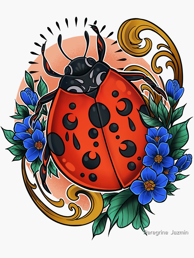 spirotattoo1:ladybug-halfsleeve-ladybug-leaf-color