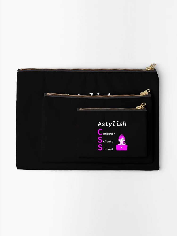 Thumbnail 2 of 4, Zipper Pouch, Stylish Girl Computer Science Student, Programmer, Software Engineer, Programming Humor, HTML designed and sold by Max-Wear.