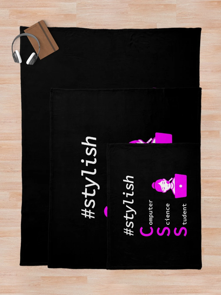 Thumbnail 5 of 6, Throw Blanket, Stylish Girl Computer Science Student, Programmer, Software Engineer, Programming Humor, HTML designed and sold by Max-Wear.