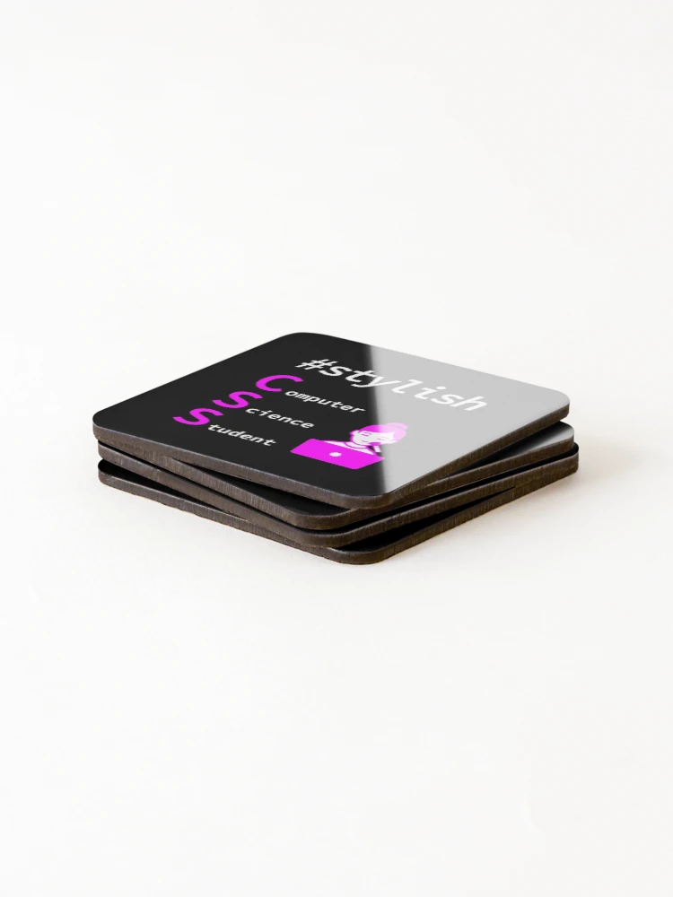 Thumbnail 4 of 5, Coasters (Set of 4), Stylish Girl Computer Science Student, Programmer, Software Engineer, Programming Humor, HTML designed and sold by Max-Wear.