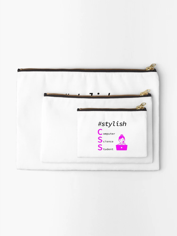 Thumbnail 2 of 4, Zipper Pouch, Stylish Girl Computer Science Student, Programmer, Software Engineer, Programming Humor, HTML, Light designed and sold by Max-Wear.