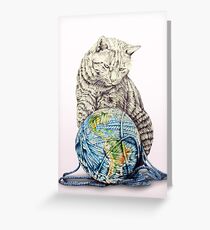 Our feline deity shows restraint Greeting Card