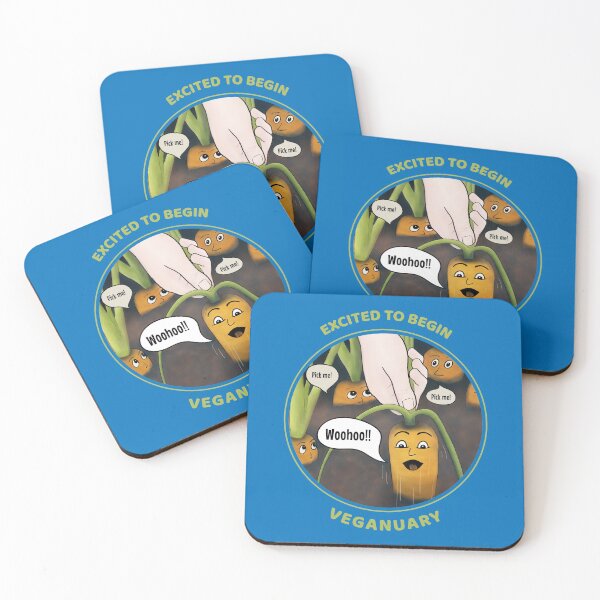 Item preview, Excited to Begin Veganuary - funny cartoon carrots drawing designed and sold by Crystal Raymond.