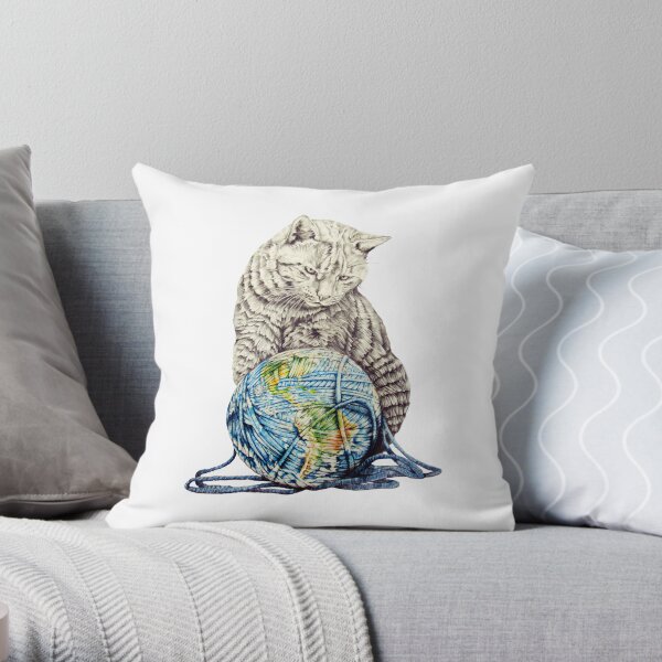 Our feline deity shows restraint Throw Pillow